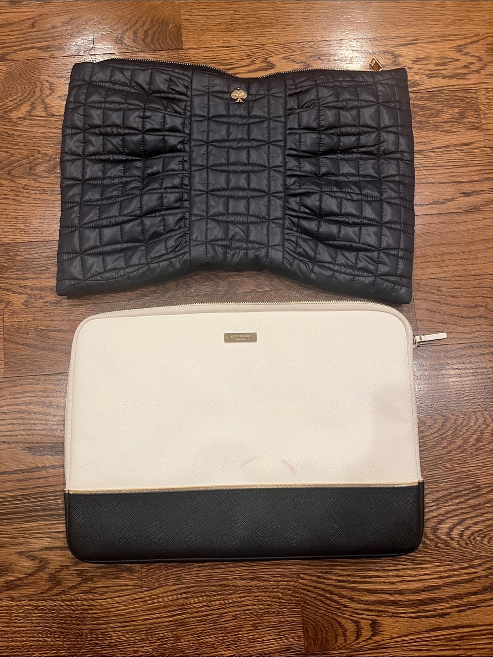 2 Kate spade Black Quilted Clutch + Cream & Black Two-Tone Zip Pouch pc cases
